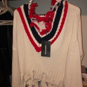 Red white and blue sweater